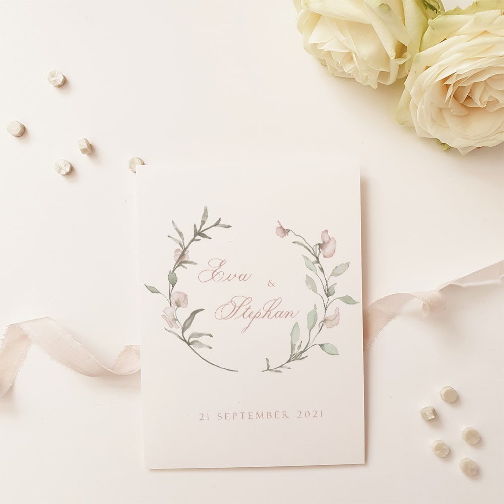 romantische trouwkaart moderne kalligrafie handgeschept papier